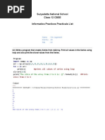 Suryadatta National School Class 12 CBSE Informatics Practices Practicals List