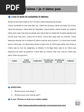 Aimer Parler De Ses Gouts Fle Pdf