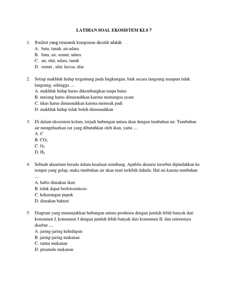 Latihan Soal Ekosistem Kls 7 Pdf
