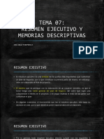 Negocio de resumen ejecutivo y memoria descriptiva