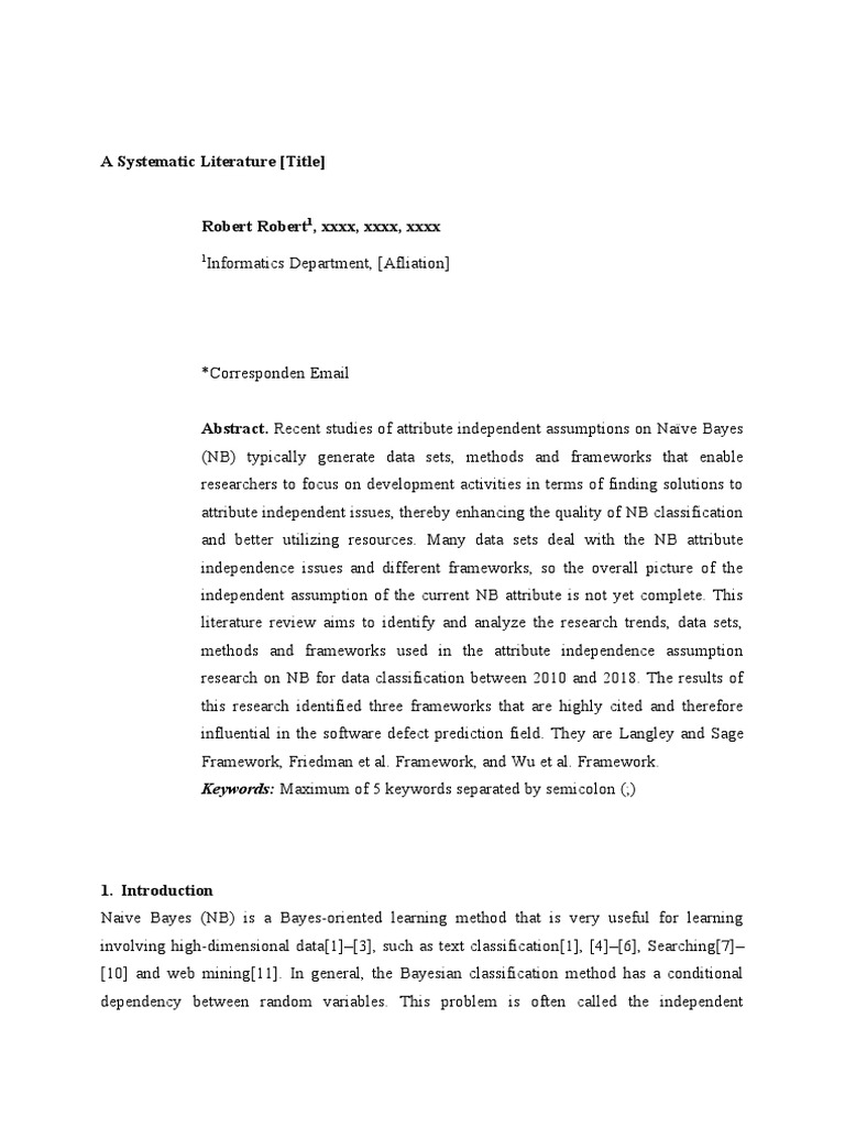 Template Full Paper | PDF | Systematic Review | Machine Learning