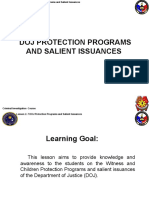 DOJ Protection Programs and Salient Issuances