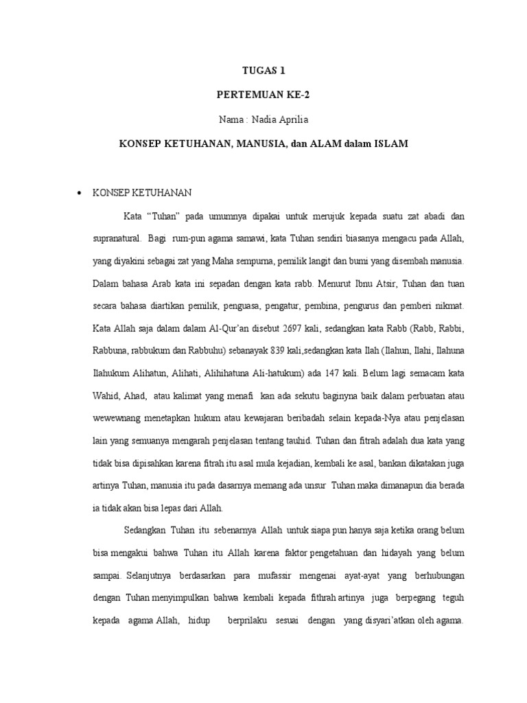 Konsep Ketuhanan, Manusia, dan Alam dalam Islam | PDF | Ilmu Sosial ...