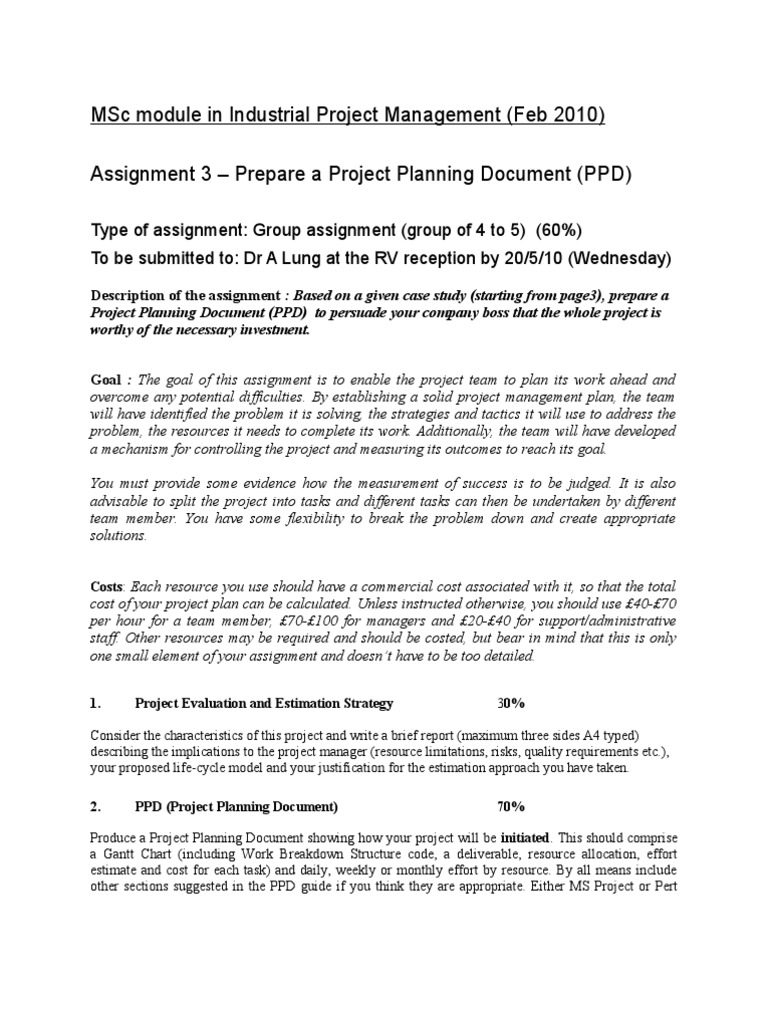 IPM Assignment 3 PPD 08-09 | Project Management | Systems Engineering