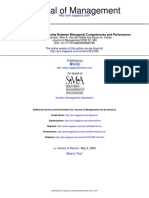 Journal of Management: Measuring The Relationship Between Managerial Competencies and Performance
