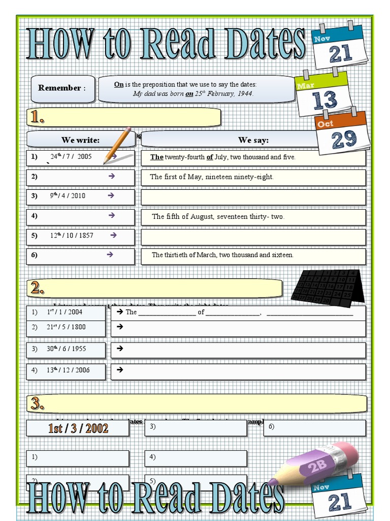 Date and Time Grammar Exercises | PDF