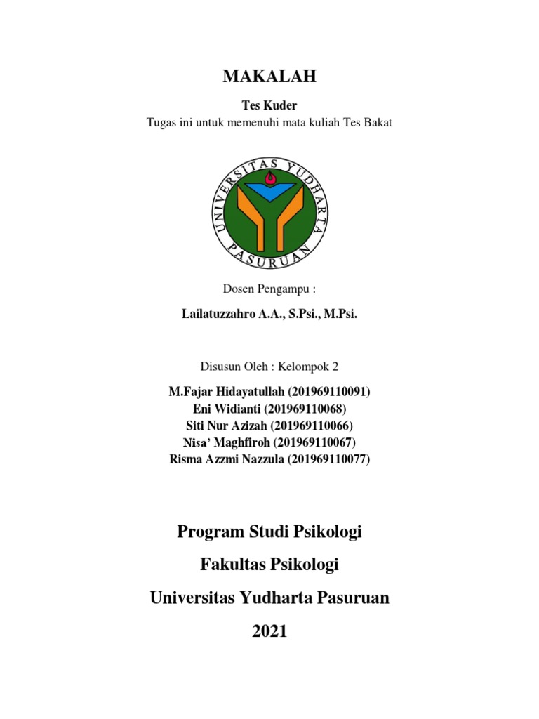 Tugas Kelompok 2 Tes Kuder | PDF