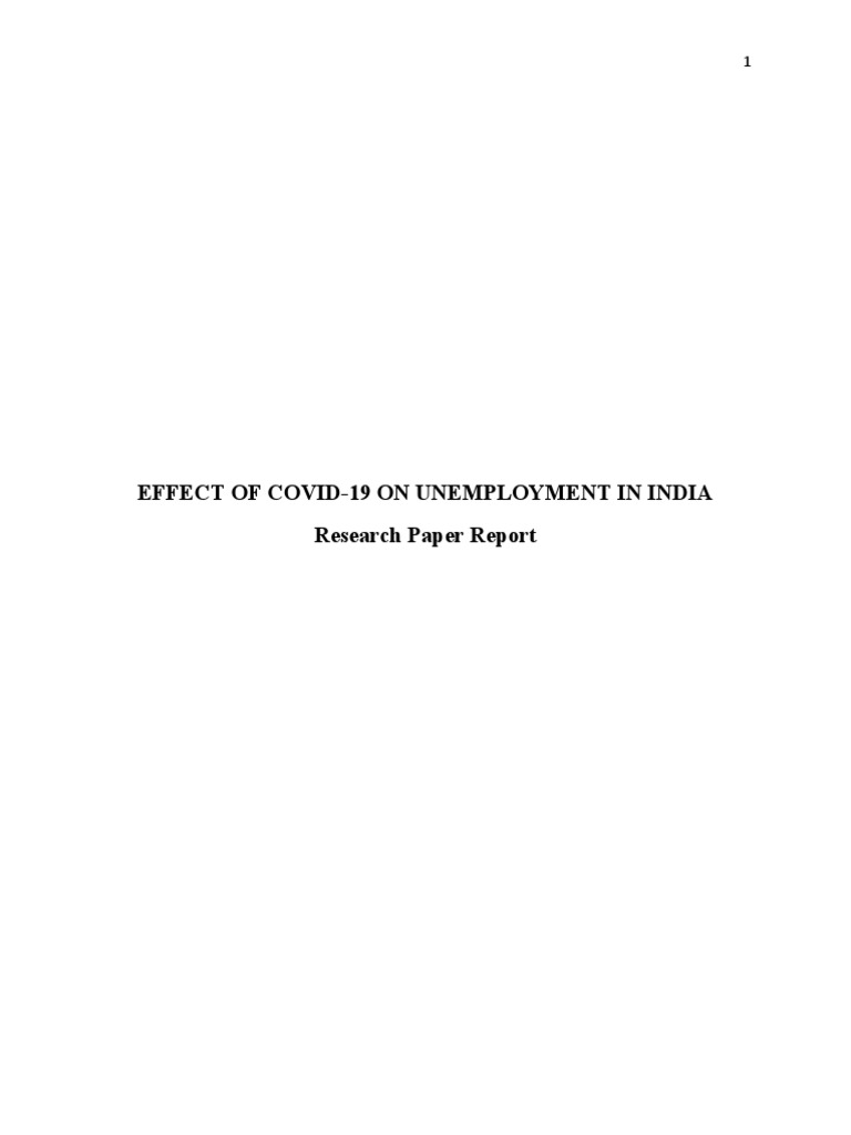 Effect of Covid-19 On Unemployment in India | PDF | Employment | Social ...