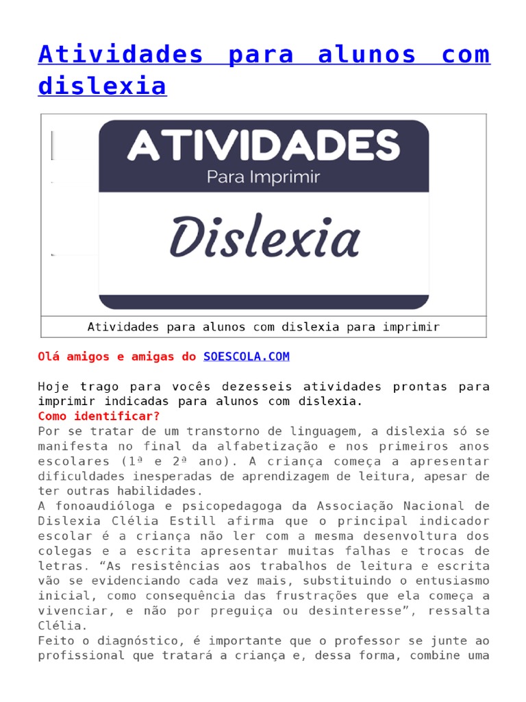 Material Para Alfabetização Dislexia E Crianças De 5 Anos