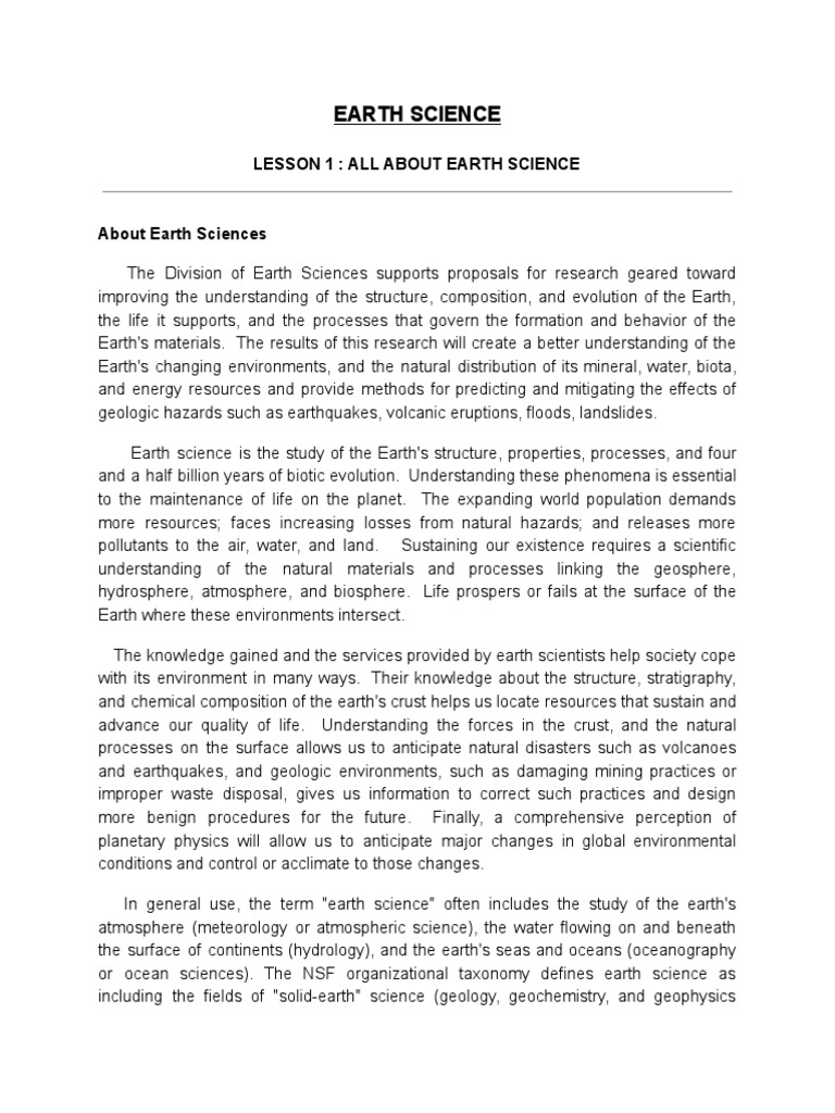 Earth Science Notes | Descargar gratis PDF | Rock (Geology) | Minerals
