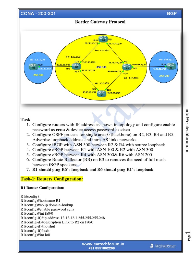CCNA 200-301 BGP Router Configuration Guide | PDF | Routing | Router ...