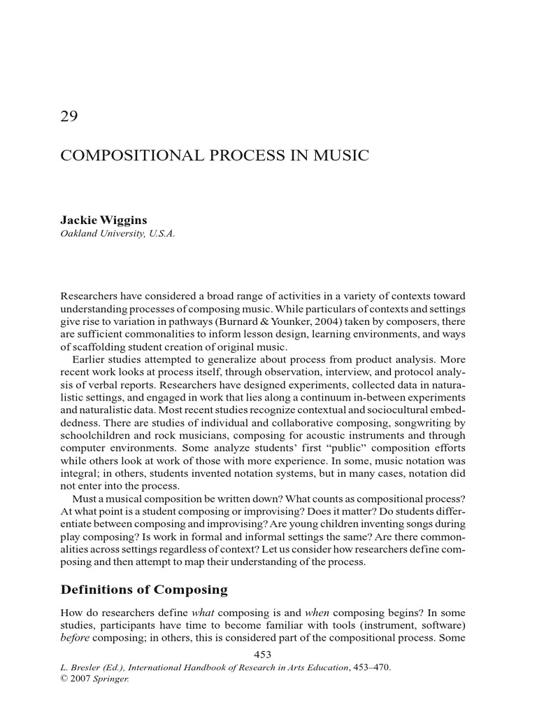 29 Compositional Process in Music: Jackie Wiggins | PDF | Musical ...