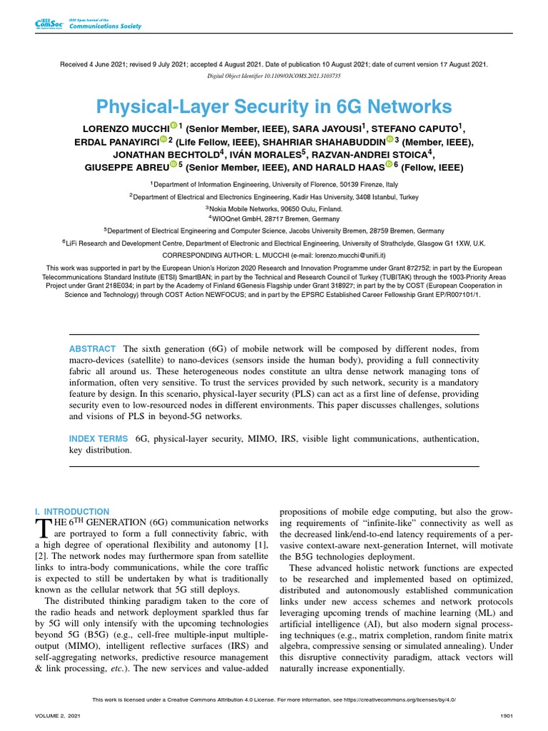Physical Layer Security in 6G Networks | PDF | Computer Network | Mimo