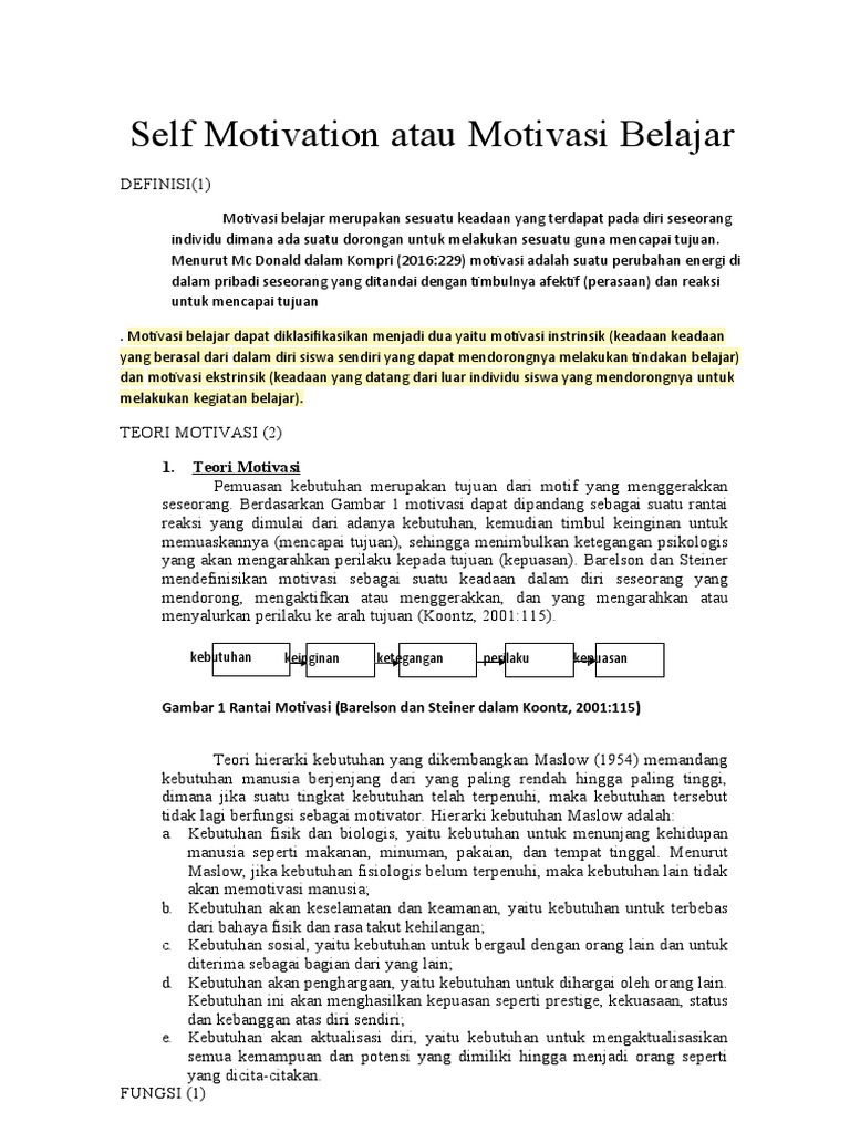 Self Motivation Atau Motivasi Belajar | PDF | Karier & Perkembangan