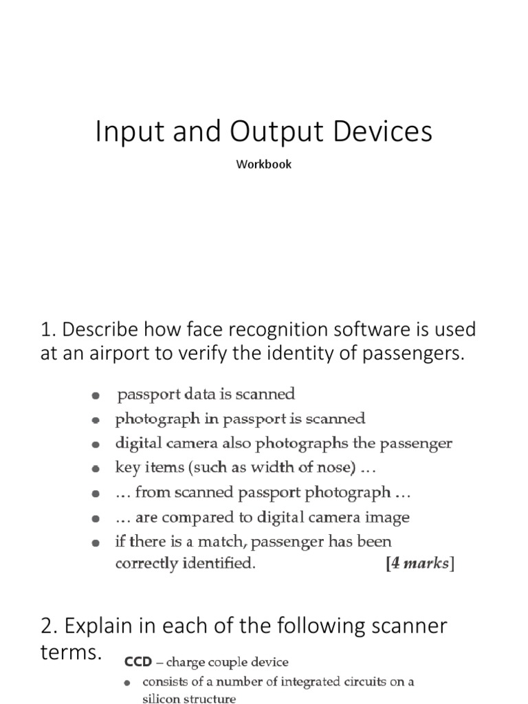Input and Output Devices SLIDES ANSWERS | PDF