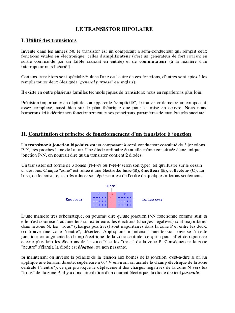 Cours Transistor PDF Transistor bipolaire Transistor