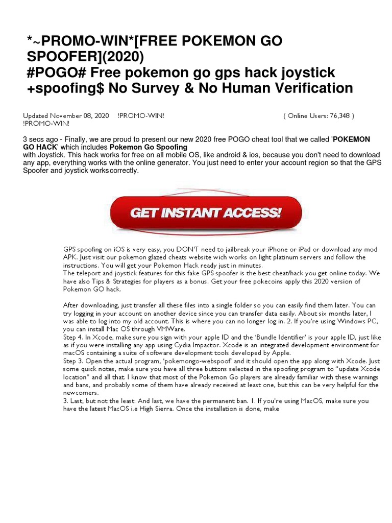 PromoWin (Free Pokemon Go SPOOFER) (2020) POGO Free Pokemon Go Gps