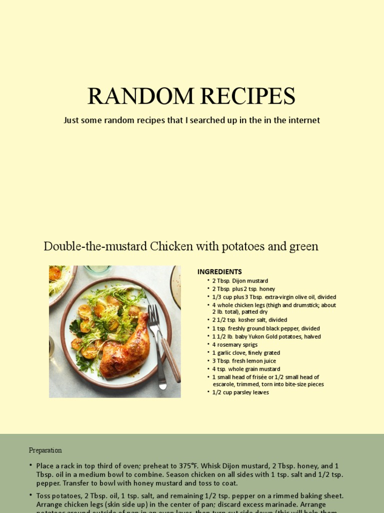 Random Chicken Recipes | PDF | Mustard (Condiment) | Baking