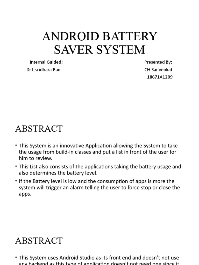 android battery saver system research paper