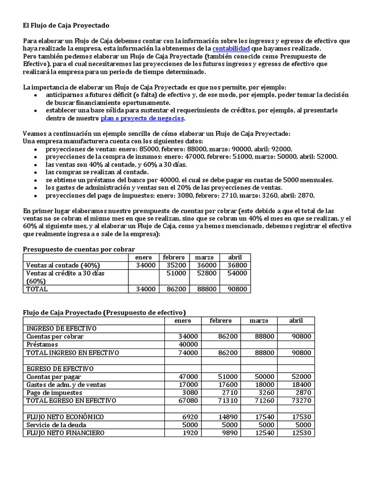 El Flujo de Caja Proyectado | PDF | Presupuesto | Flujo de efectivo