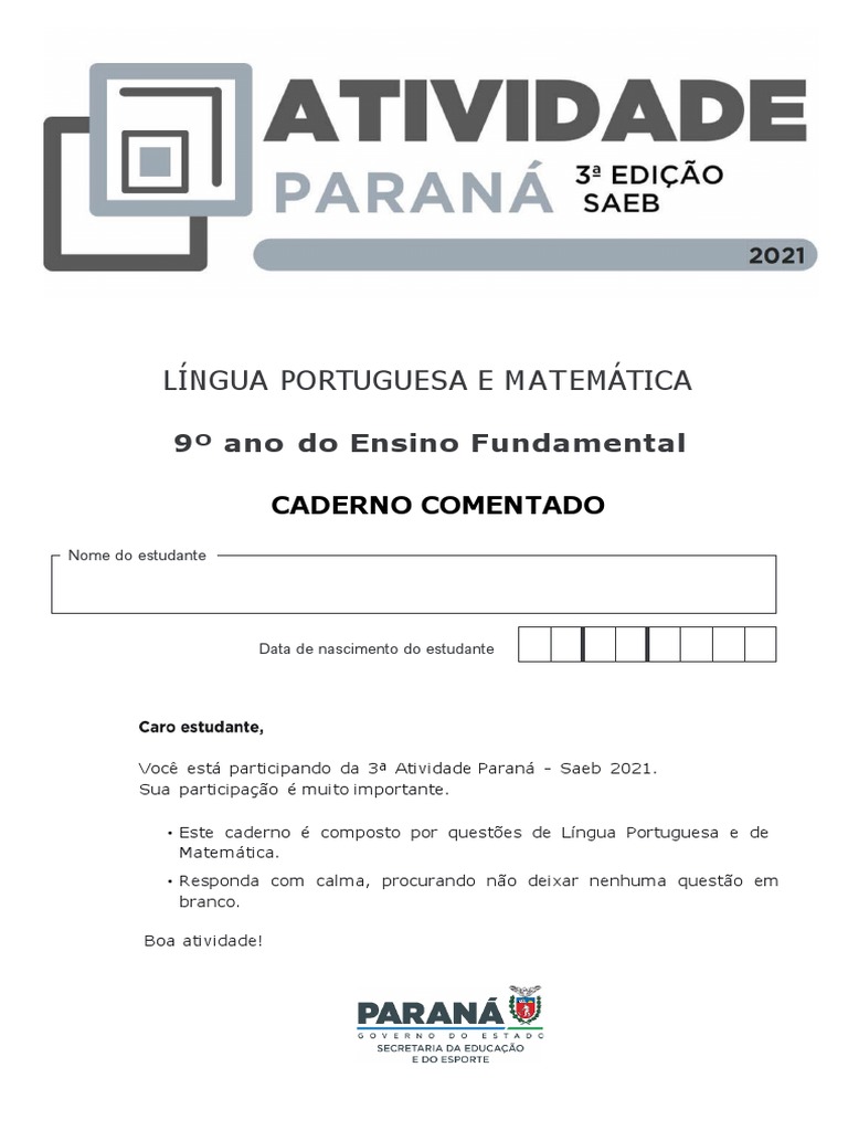 Caderno Do Aluno 2021 1 Série Ensino Médio Final Impressao, PDF, Ator