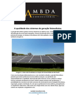 A qualidade dos sistemas de geração fotovoltaica