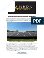 A Qualidade Dos Sistemas de Geração Fotovoltaica