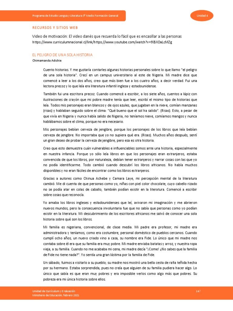El peligro de una sola historia PDF África México