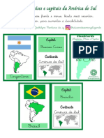 Cartões de bandeiras, países e capitais da América do Sul