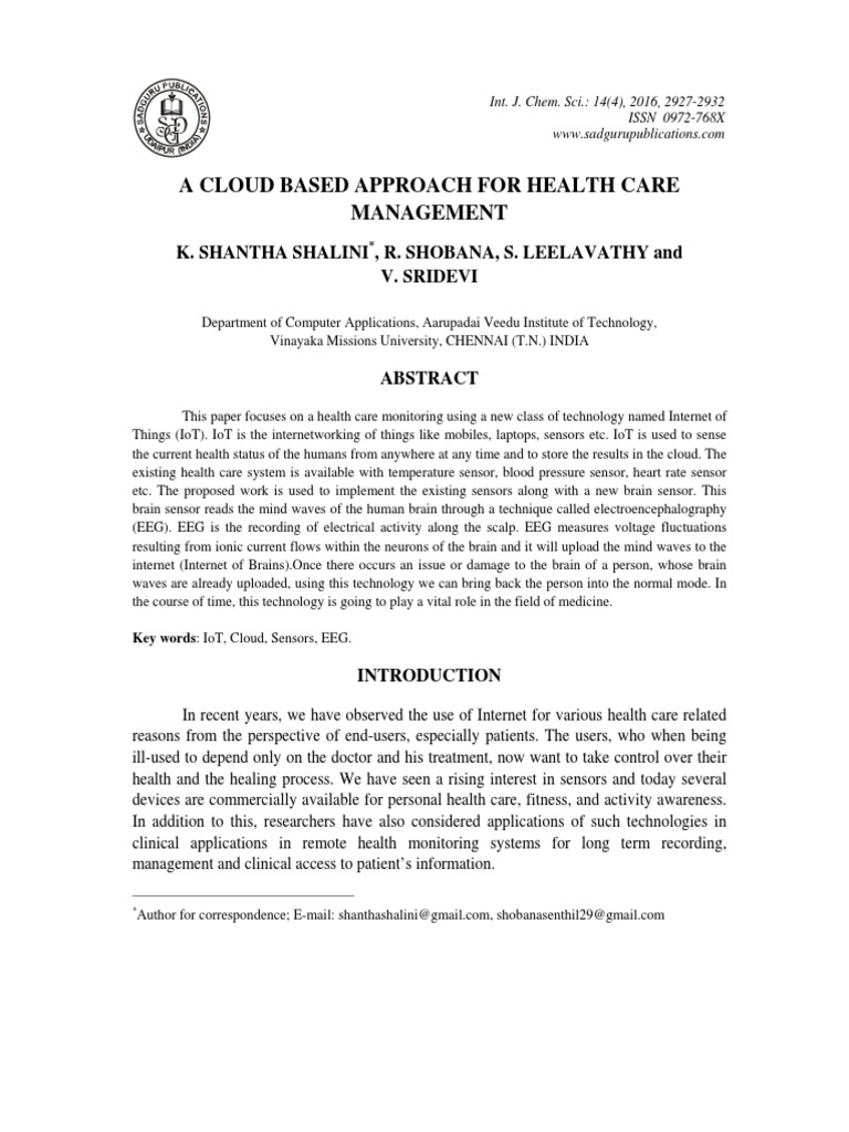 Cloud-Based IoT for Health Monitoring | PDF | Electroencephalography ...