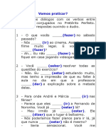 Vamos Praticar Exercicios em Preterito Perfeito