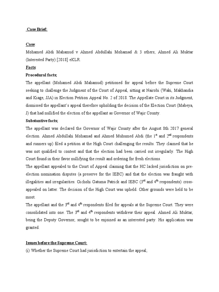 Supreme Court Ruling on Wajir Governor Election | PDF | Jurisdiction ...