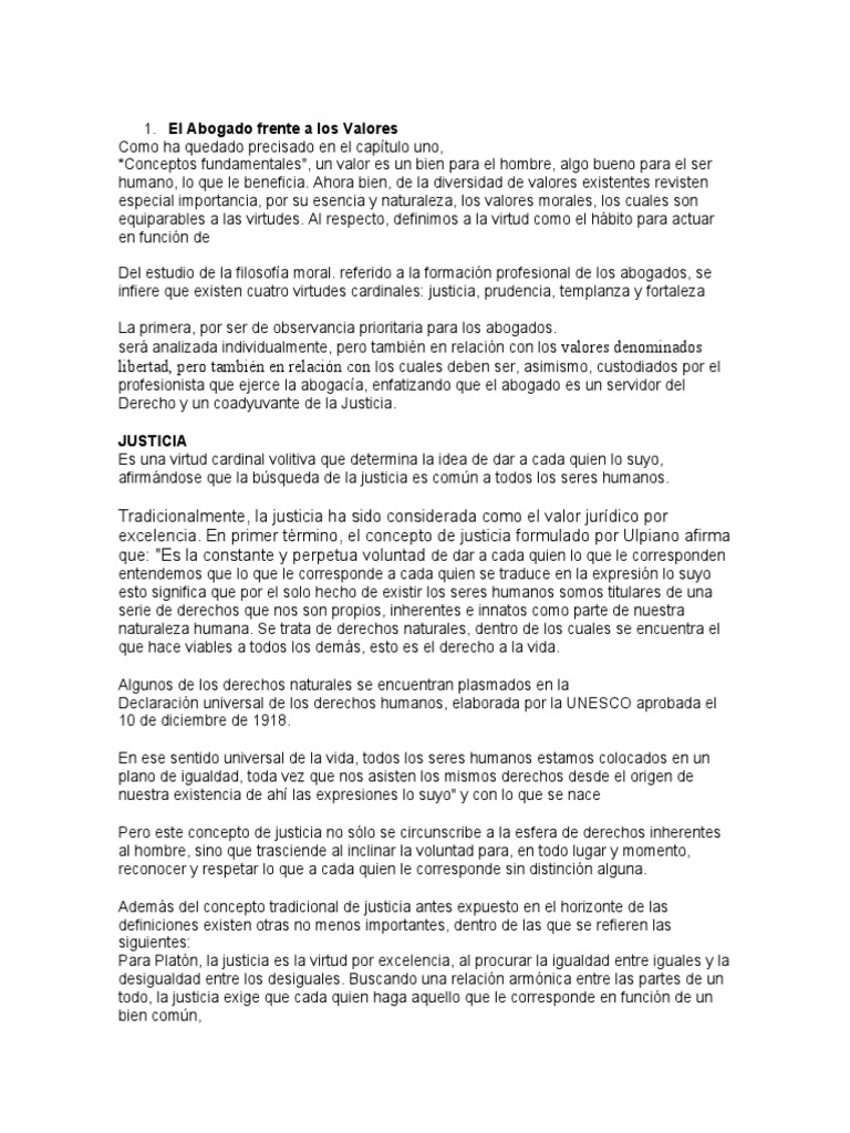 Valores y Virtudes en la Abogacía | PDF | Justicia | Crimen y violencia