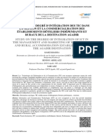 Etude Sur Le Degré D'intégration Des Tic Dans La Gestion Et La Commercialisation Des Établissements Hôteliers Indépendants Et Ruraux de La Destination Agadir