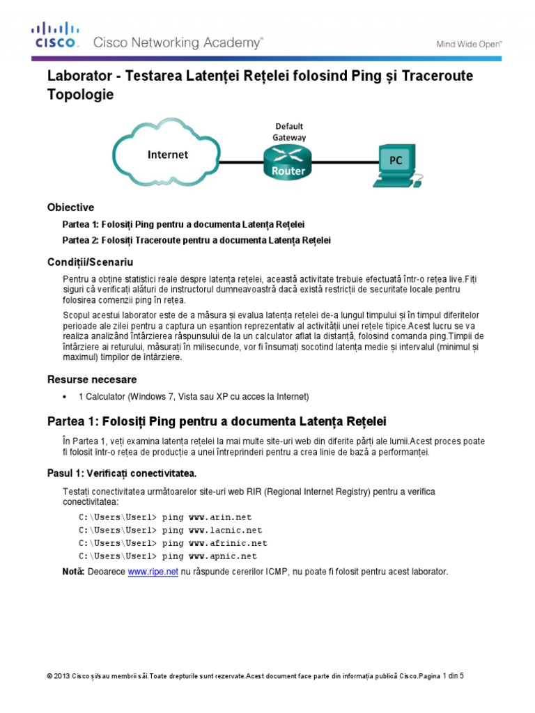 11.3.2.3 Lab - Testing Network Latency With Ping and Traceroute | PDF