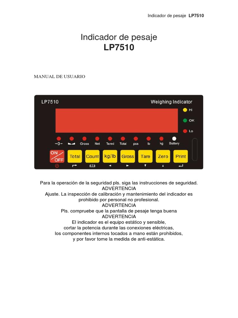 Manual de Usuario LP7510 en Español | PDF | Calibración | Bienes ...