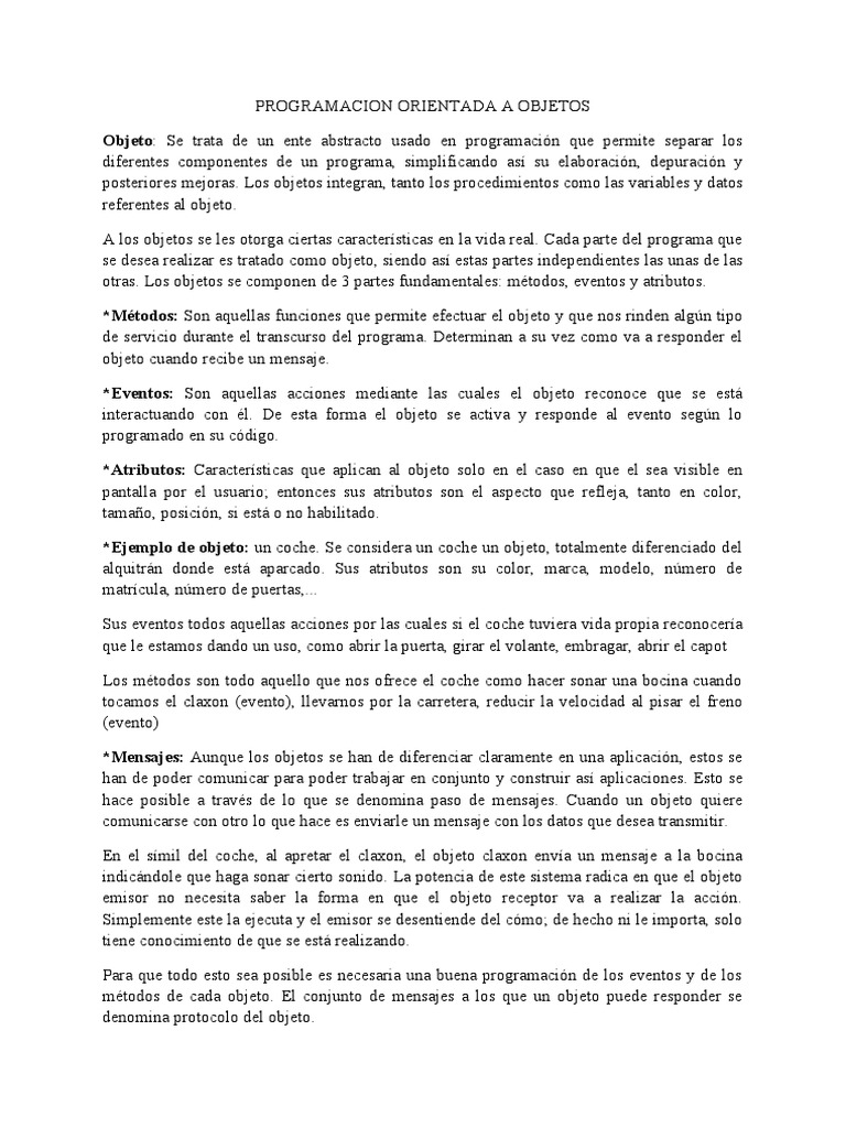 Fundamentos de Programación Orientada a Objetos | PDF | Objeto ...