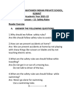 Fahaheel Al-Watanieh Indian Private School, Kuwait Academic Year 2021-22 Lesson - 11-Safety Rules Reader Exercise A. Answer The Following Questions