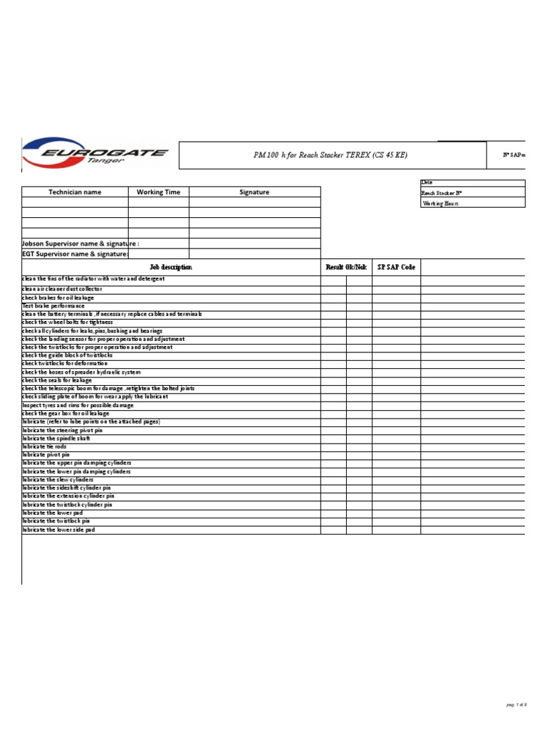 Terex Reach Stacker Maintenance Guide | PDF | Axle | Transmission ...