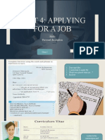 Unit 4: Applying For A Job: Skills Personal Description