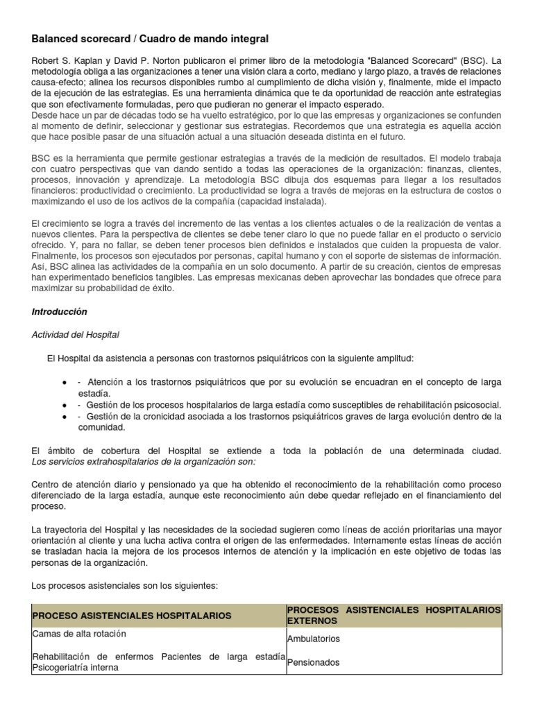 Balanced Scorecard | PDF | Hospital