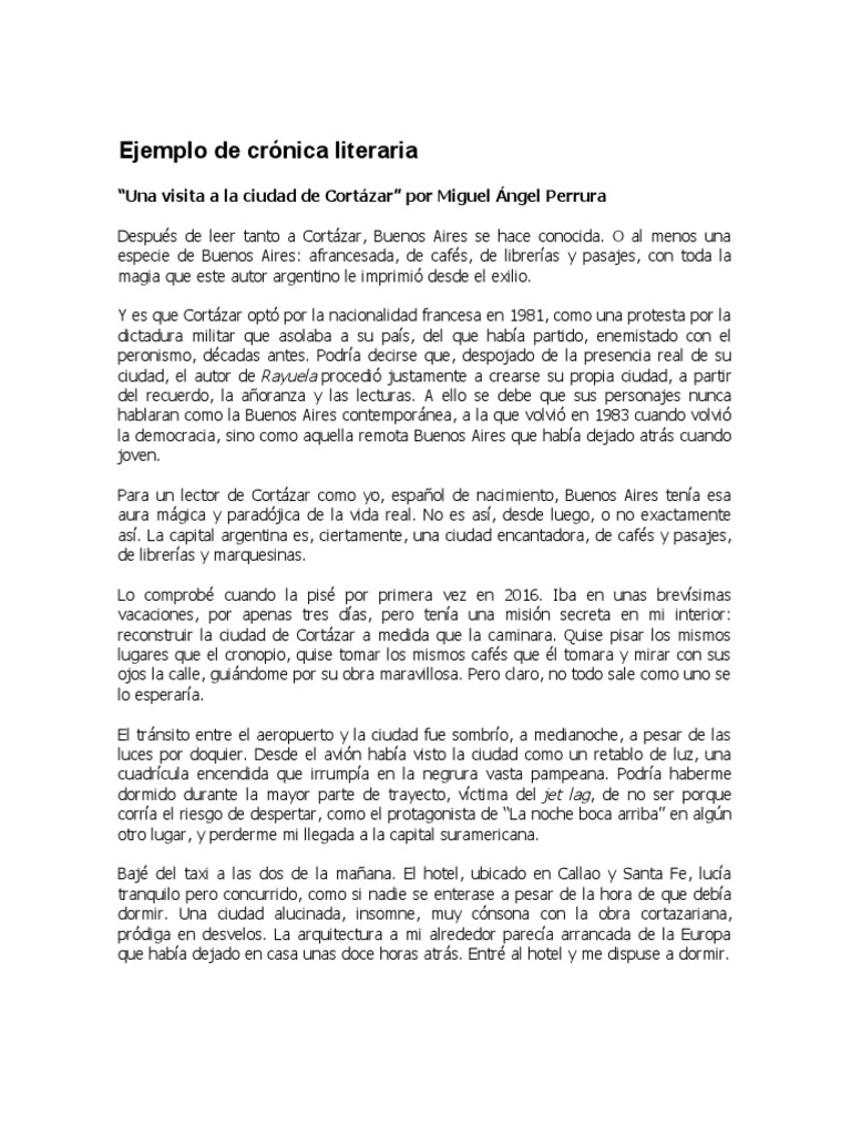 3 B Ejemplo de Crónica Literaria | PDF