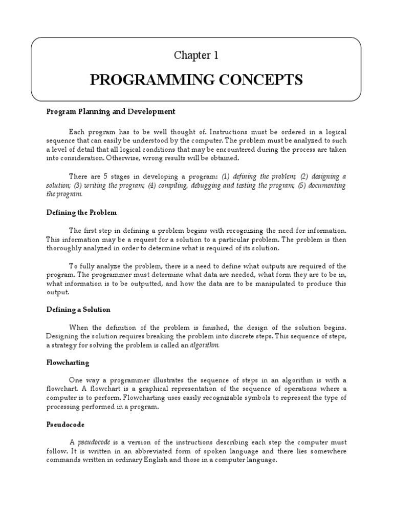 1 Programming Concepts Pdf Computer Programming Programming Language
