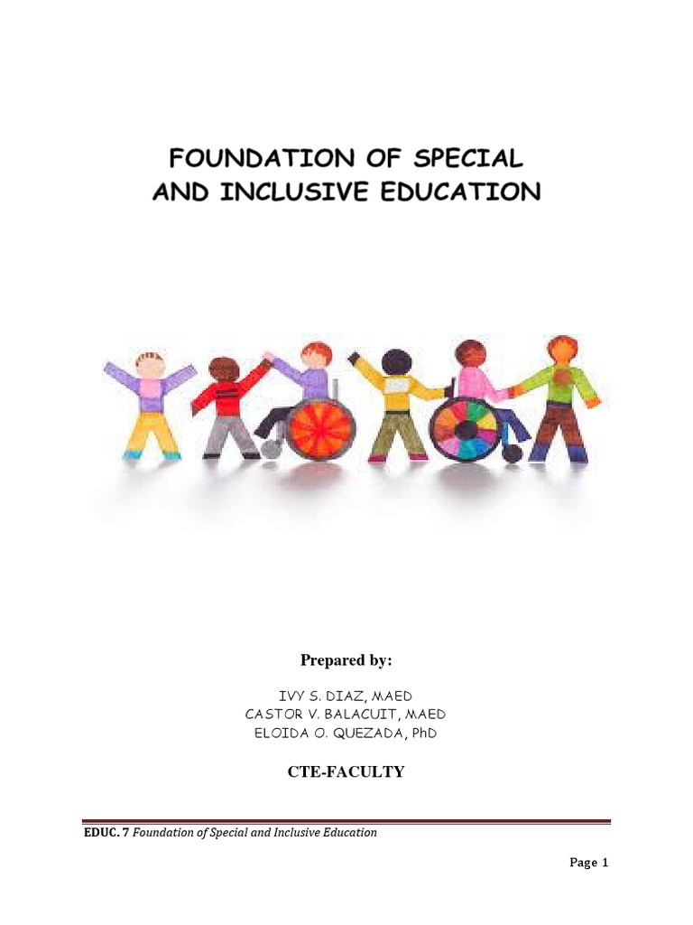 Educ 7 MODULE 1 Foundation of Special and Inclusive Education | PDF ...