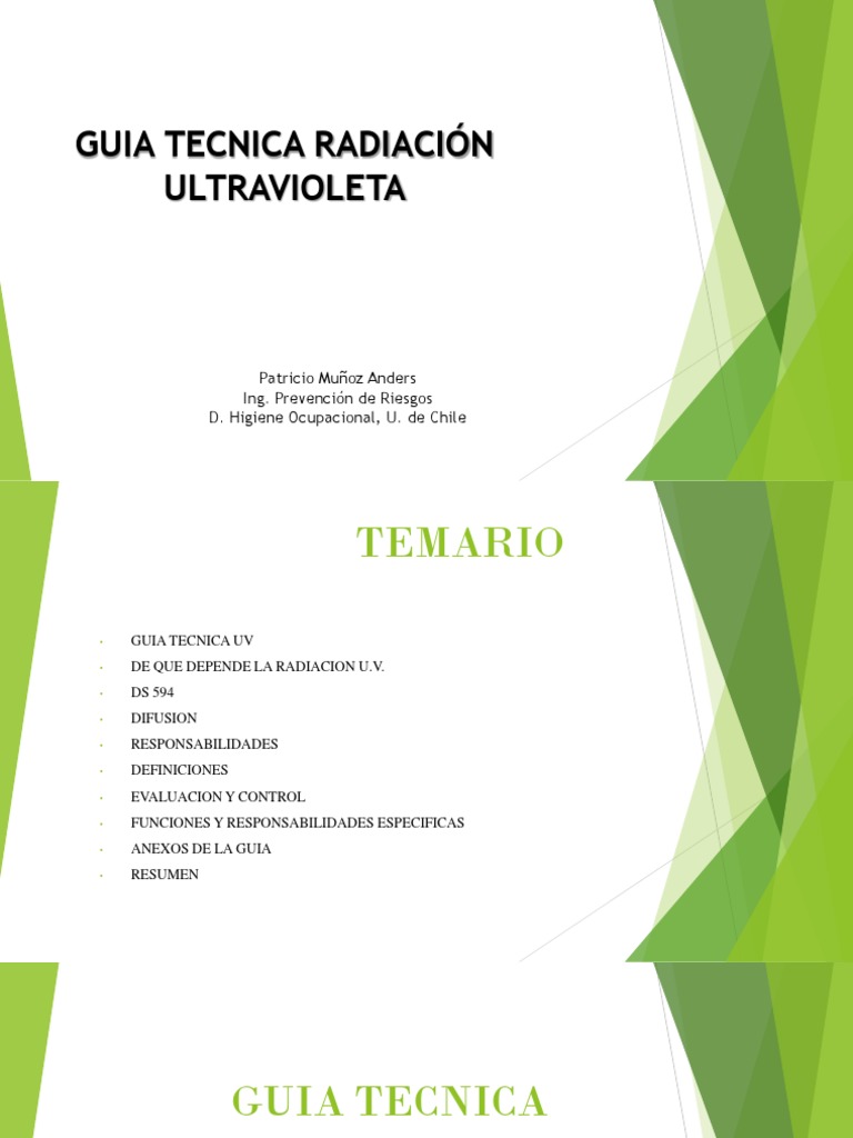 Guia Tecnica Radiación Ultravioleta: Patricio Muñoz Anders Ing ...