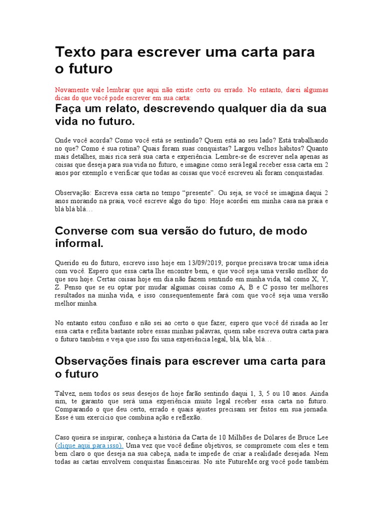 Como escrever uma carta para o seu eu do futuro: dicas e exemplos para ...
