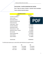 Cálculo de custos unitários e totais de barcos