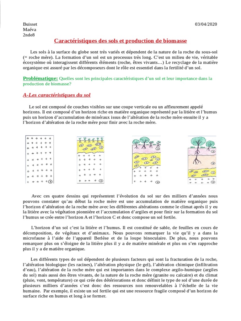 Caractéristiques des sols et biomasse | PDF | Sol (pédologie) | Matière ...