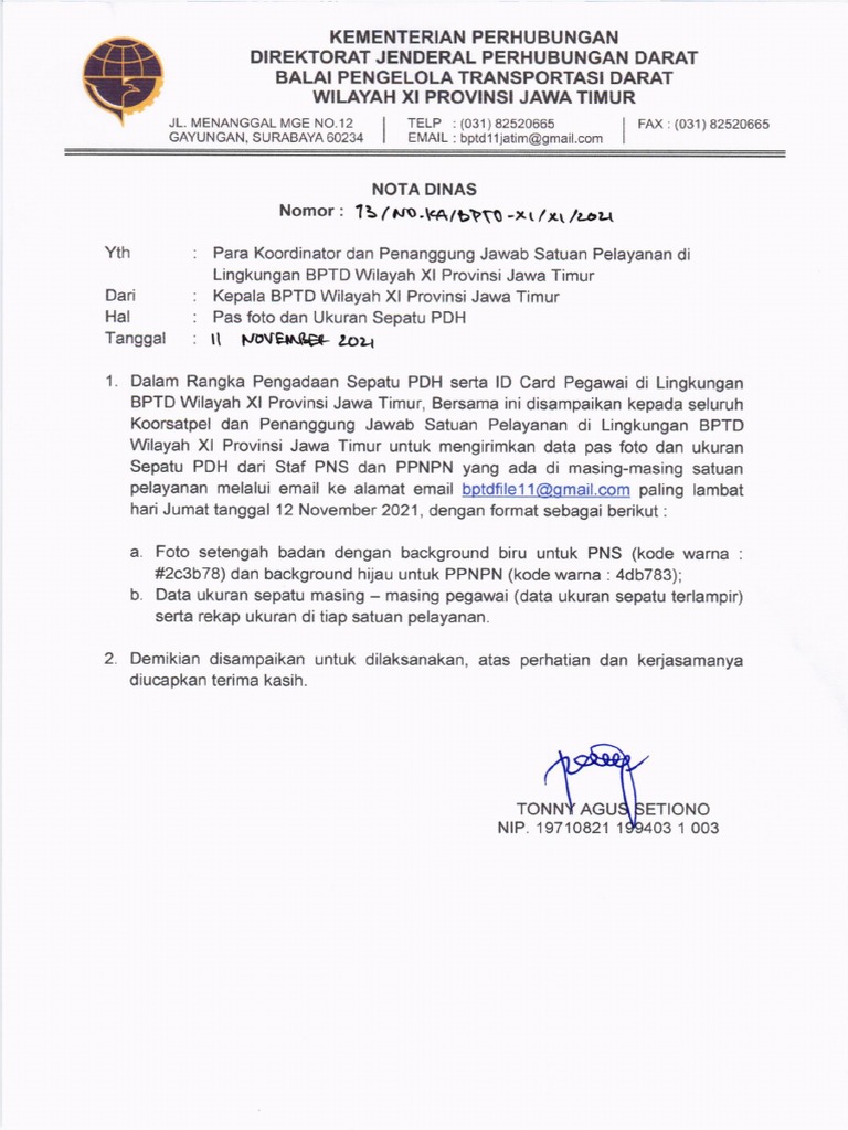 Nota Dinas ID Card Dan Sepatu | PDF