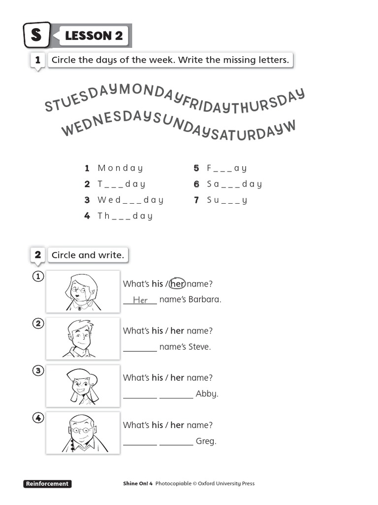 Shine on 4 worksheets pdf
